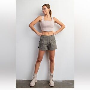 127. Plus Cotton Stretch Twil Short In Dusty Olive